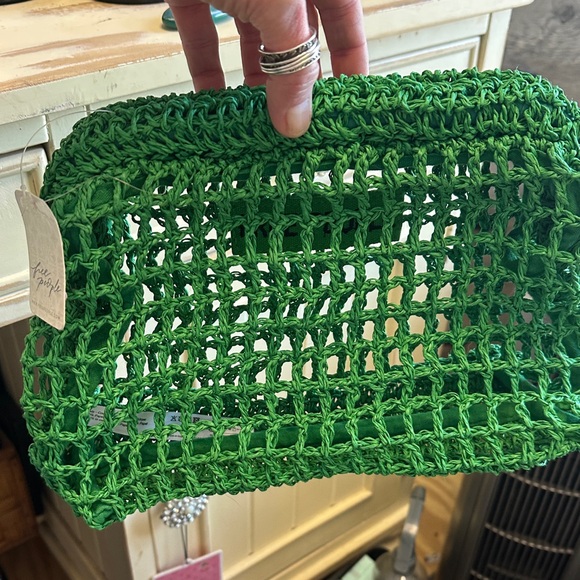 Free People Handbags - Free People Vibrant Green Crochet Bag